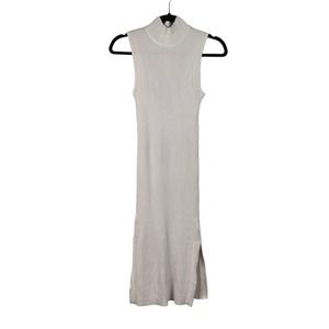 NWT Magaschoni Beige Ribbed Knit Mockneck Tank Midi Dress Size S NEW Stretchy